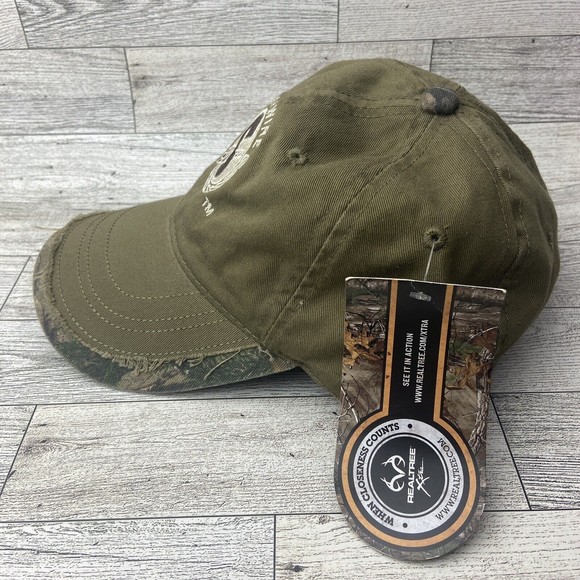 Southwire RealTree Hat Green Camouflage  Distressed Bill Strapback Camo Cap - Picture 3 of 15